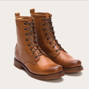 Frye Veronica Lace Up Combat Boots in Whiskey - Size 8